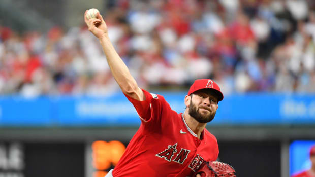 Lucas Giolito with the Angels in Aug. 2023.